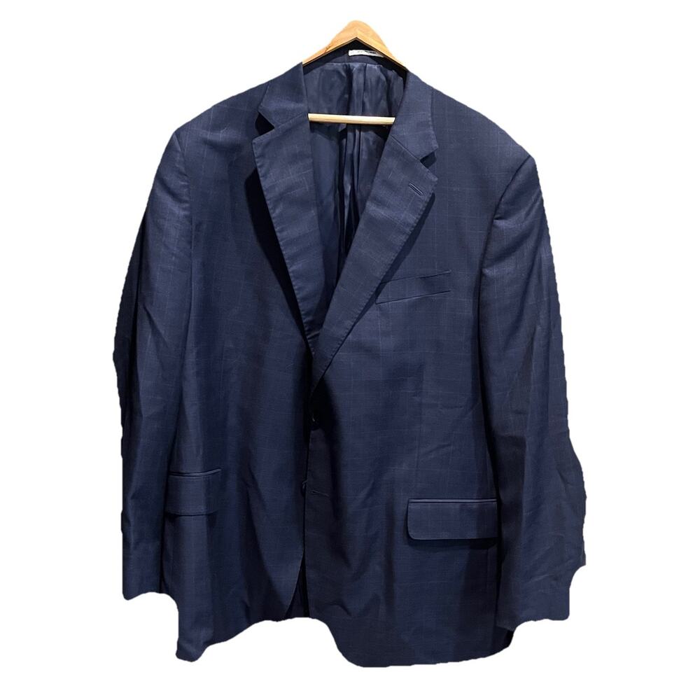Peter Millar Navy Check 100% Wool Men's Blazer‎ 2-Button Jacket Size 50T